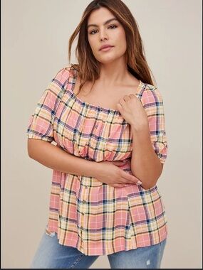 Torrid Plaid Babydoll Top